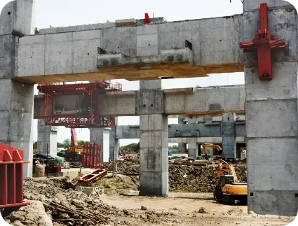 Chantier de construction d’une structure en béton armé
