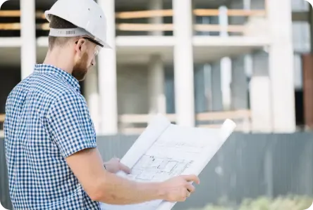 Ingénieur structure étudiant les plans d’une charpente